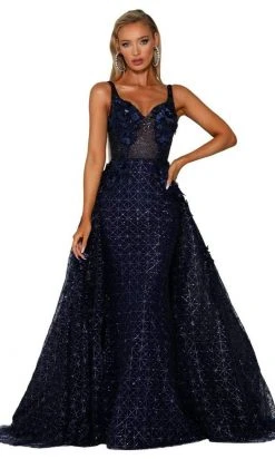 Portia And Scarlett - PS6008S Glitter Mermaid Gown With Overskirt 10 Portia And Scarlett - PS6008S Glitter Mermaid Gown With Overskirt