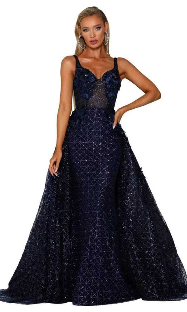 Portia And Scarlett - PS6008S Glitter Mermaid Gown With Overskirt 5 Portia And Scarlett - PS6008S Glitter Mermaid Gown With Overskirt