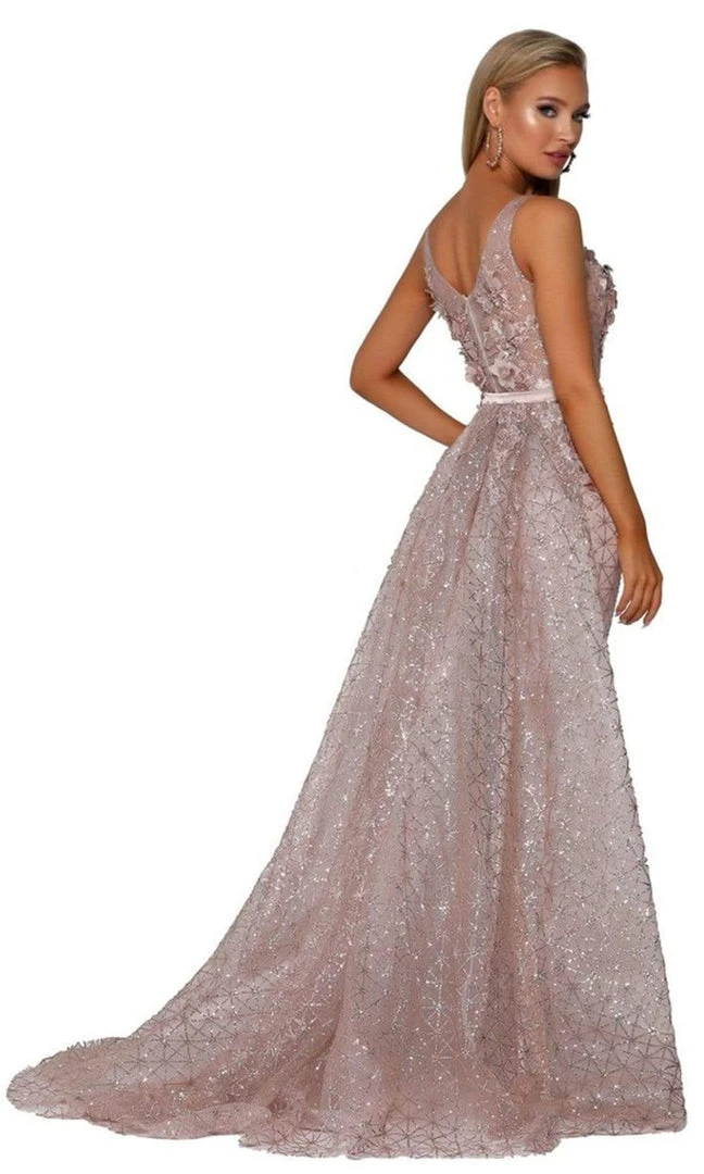 Portia And Scarlett - PS6008S Glitter Mermaid Gown With Overskirt 7 Portia And Scarlett - PS6008S Glitter Mermaid Gown With Overskirt