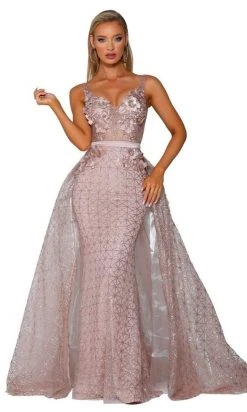 Portia And Scarlett - PS6008S Glitter Mermaid Gown With Overskirt 13 Portia And Scarlett - PS6008S Glitter Mermaid Gown With Overskirt