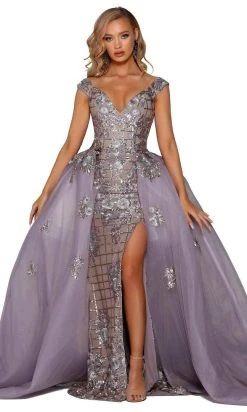 Portia And Scarlett - PS6094 Cap Sleeve Overskirt Prom Dress