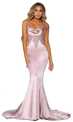 Portia And Scarlett - PS6300 Cowl Neckline Mermaid Evening Gown 16 Portia And Scarlett - PS6300 Cowl Neckline Mermaid Evening Gown