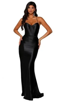 Portia And Scarlett - PS6306 Lace-Up Open Back Side Slit Evening Gown