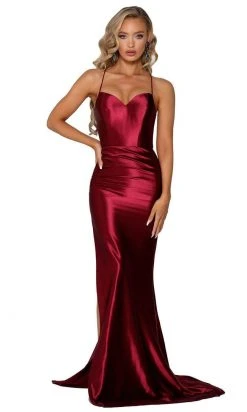 Portia And Scarlett - PS6306 Lace-Up Open Back Side Slit Evening Gown 20 Portia And Scarlett - PS6306 Lace-Up Open Back Side Slit Evening Gown