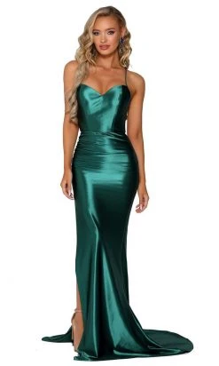 Portia And Scarlett - PS6306 Lace-Up Open Back Side Slit Evening Gown 23 Portia And Scarlett - PS6306 Lace-Up Open Back Side Slit Evening Gown