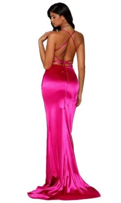 Portia And Scarlett - PS6306 Lace-Up Open Back Side Slit Evening Gown 26 Portia And Scarlett - PS6306 Lace-Up Open Back Side Slit Evening Gown