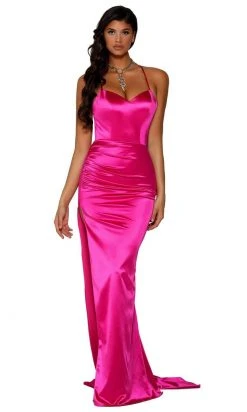 Portia And Scarlett - PS6306 Lace-Up Open Back Side Slit Evening Gown 27 Portia And Scarlett - PS6306 Lace-Up Open Back Side Slit Evening Gown