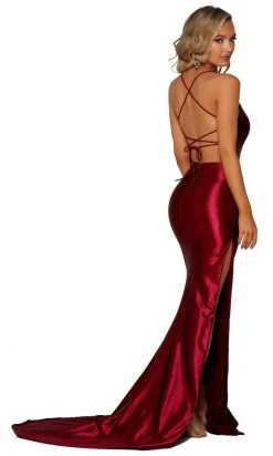 Portia And Scarlett - PS6306 Lace-Up Open Back Side Slit Evening Gown 19 Portia And Scarlett - PS6306 Lace-Up Open Back Side Slit Evening Gown