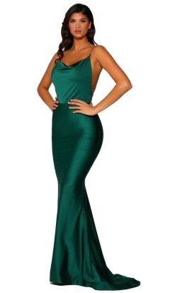 Portia And Scarlett - PS6319 Scoop Metallic Strap Prom Gown
