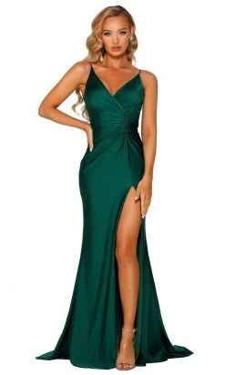 Portia And Scarlett - PS6322 Sleeveless V Neck High Slit Evening Dress 22 Portia And Scarlett - PS6322 Sleeveless V Neck High Slit Evening Dress