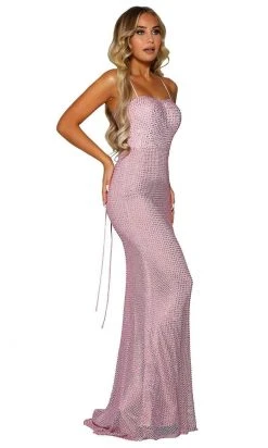 Portia And Scarlett - PS6328 Strappy Open Back Beaded Net Fitted Gown