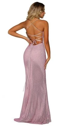 Portia And Scarlett - PS6328 Strappy Open Back Beaded Net Fitted Gown