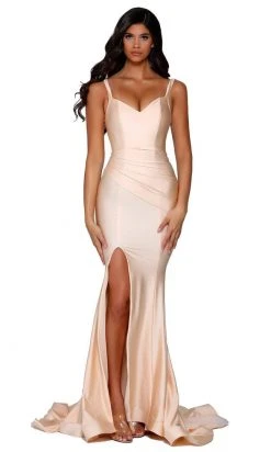 Portia And Scarlett - PS6339 Sleeveless V Neck High Slit Mermaid Gown