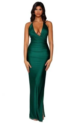Portia And Scarlett - PS6395 Plunging Neck String Back Evening Dress 20 Portia And Scarlett - PS6395 Plunging Neck String Back Evening Dress