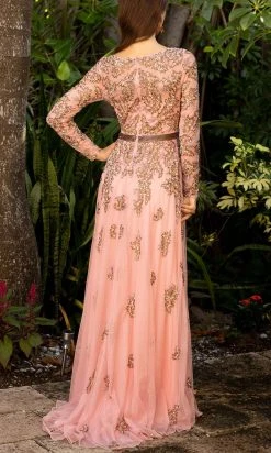 Primavera Couture - 11053 Bateau Neckline Long Sleeve Fully Embellished Dress 14 Primavera Couture - 11053 Bateau Neckline Long Sleeve Fully Embellished Dress