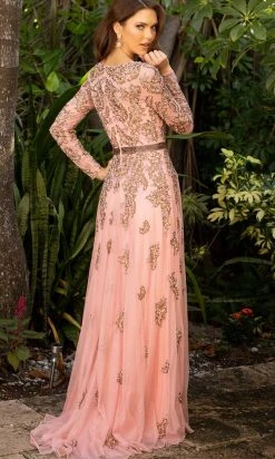 Primavera Couture - 11053 Bateau Neckline Long Sleeve Fully Embellished Dress 15 Primavera Couture - 11053 Bateau Neckline Long Sleeve Fully Embellished Dress