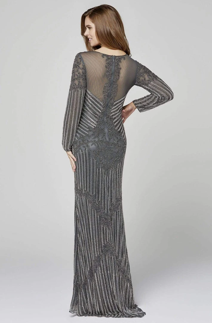 Primavera Couture - 3365 Embellished Long Sleeve V-neck Sheath Dress 7 Primavera Couture - 3365 Embellished Long Sleeve V-neck Sheath Dress