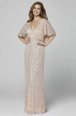 Primavera Couture - 3366 Embellished Plunging V-neck Sheath Dress