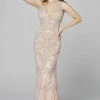 Primavera Couture - 3433 Sequin Plunging V-Neck Sheath Gown 1 Primavera Couture - 3433 Sequin Plunging V-Neck Sheath Gown
