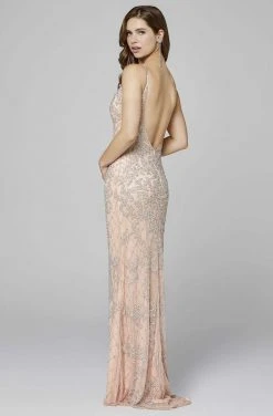 Primavera Couture - 3433 Sequin Plunging V-Neck Sheath Gown