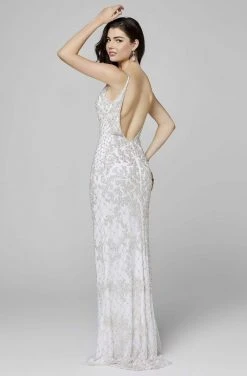 Primavera Couture - 3433 Sequin Plunging V-Neck Sheath Gown