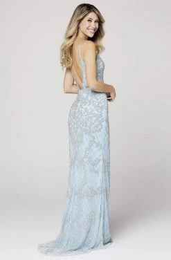 Primavera Couture - 3433 Sequin Plunging V-Neck Sheath Gown
