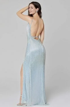 Primavera Couture - 3457 Scoop Beaded Open Back Sheath Dress