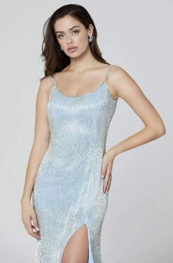 Primavera Couture - 3457 Scoop Beaded Open Back Sheath Dress