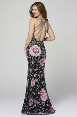 Primavera Couture - 3461 Sequined Halter Neck Sheath Dress