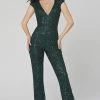 Primavera Couture - 3468 Sequined Plunging V-neck Jumpsuit 1 Primavera Couture - 3468 Sequined Plunging V-neck Jumpsuit