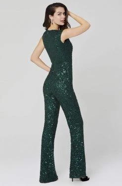 Primavera Couture - 3468 Sequined Plunging V-neck Jumpsuit 13 Primavera Couture - 3468 Sequined Plunging V-neck Jumpsuit
