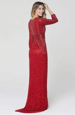 Primavera Couture - 3494 Long Sleeve Beaded Long Dress