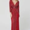 Primavera Couture - 3494 Long Sleeve Beaded Long Dress