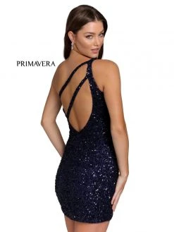 Primavera Couture - 3573 One Shoulder Sequined Fitted Cocktail Dress