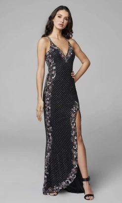 Primavera Couture - 3604 Embellished Plunging V Neck Long Dress