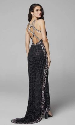 Primavera Couture - 3604 Embellished Plunging V Neck Long Dress