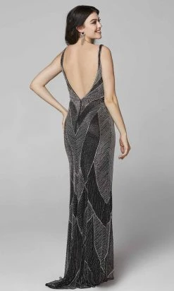 Primavera Couture - 3629 Embellished V Neck Long Sheath Dress