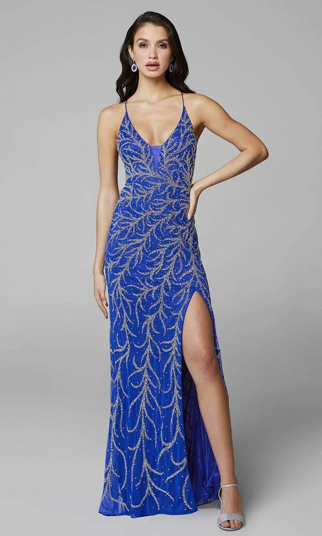 Primavera Couture - 3636 Strappy Open Back Scoop Neck Beaded Gown 13 Primavera Couture - 3636 Strappy Open Back Scoop Neck Beaded Gown