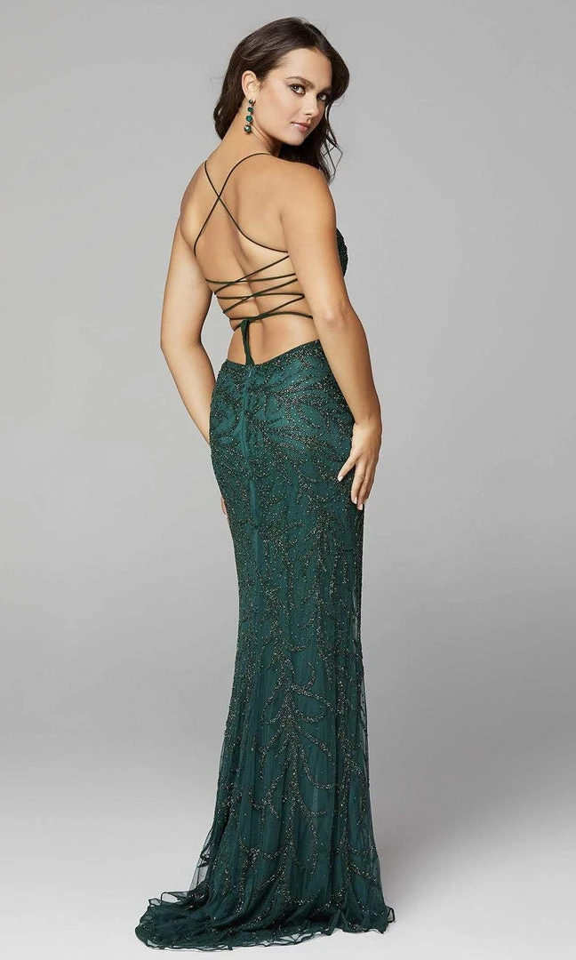 Primavera Couture - 3636 Strappy Open Back Scoop Neck Beaded Gown 4 Primavera Couture - 3636 Strappy Open Back Scoop Neck Beaded Gown