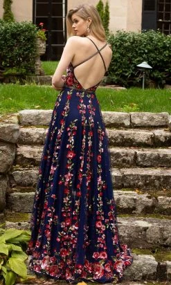 Primavera Couture - 3639 Floral Sequin A-Line High Low Dress