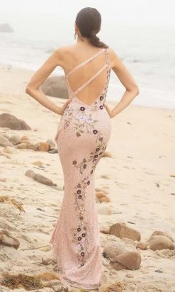 Primavera Couture - 3641 Floral One Shoulder Dress With Slit 20 Primavera Couture - 3641 Floral One Shoulder Dress With Slit