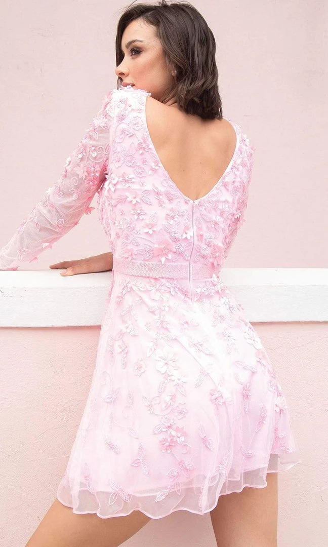 Primavera Couture - 3716 Floral Accented Carefree Dress 4 Primavera Couture - 3716 Floral Accented Carefree Dress