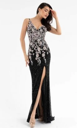Primavera Couture - 3730 Beaded Plunging V-Neck Gown