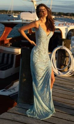 Primavera Couture - 3733 Beaded Sleeveless V-Neck Long Gown