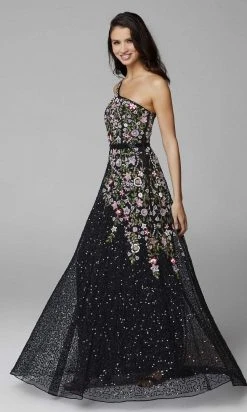 Primavera Couture - 3736 Fabulous Floral Sequined Pattern One Shoulder Ball Gown