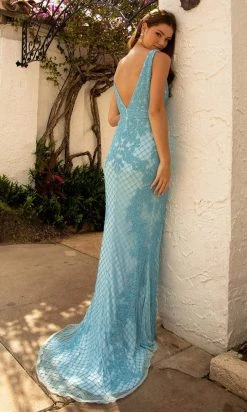 Primavera Couture - 3741 V-Neck Beaded Lace Long Gown