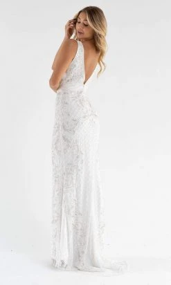 Primavera Couture - 3741 V-Neck Beaded Lace Long Gown