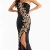 Primavera Couture - 3753 Trailing Petals Fully Sequined One Shoulder Long Gown 1 Primavera Couture - 3753 Trailing Petals Fully Sequined One Shoulder Long Gown
