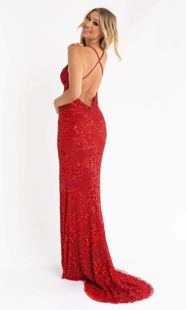 Primavera Couture - 3760 Sequin V-Neck Criss Cross Back Gown 16 Primavera Couture - 3760 Sequin V-Neck Criss Cross Back Gown