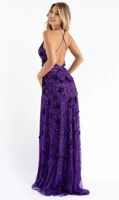 Primavera Couture - 3772 Floral Beaded Spaghetti Strap Long Dress 29 Primavera Couture - 3772 Floral Beaded Spaghetti Strap Long Dress